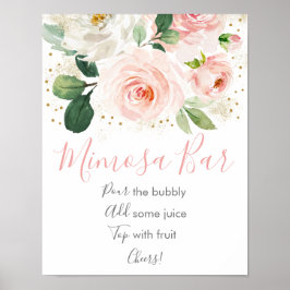 Blozende Roze Gouden Bloemachtige Bruidsdouche Mim Poster