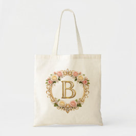 Blozende Roze Gouden Bloemige Monogram Letter B Tr Tote Bag