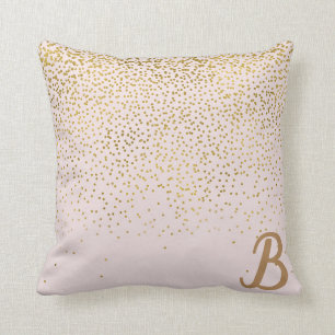 Blozende Roze & Gouden Confetti Moderne Glam Stijl Kussen