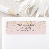 Blozende Roze & Gouden Confetti Moderne Verlovings Etiket (Insitu)