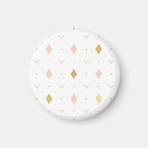 Blozende Roze Gouden Geometrisch Patroon Magneet
