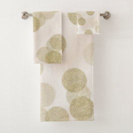 Blozende Roze & Gouden Glitter Stippen Chic Modern Bad Handdoek