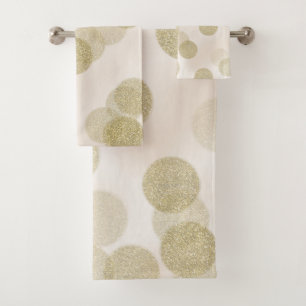 Blozende Roze & Gouden Glitter Stippen Chic Modern Bad Handdoek