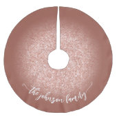Blozende Roze Gouden Glitter Zachte Terracotta Kerstboom Rok (Voorkant)