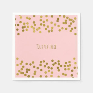 Blozende Roze & Gouden Nep Folie Confetti Stippen Servetten