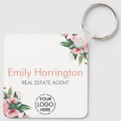 Blozende Roze Grijs Makelaar Sleutelhanger (Achterkant)