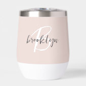 Blozende Roze Grijs Wit Monogram Naam (Voorkant)