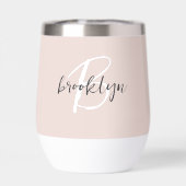 Blozende Roze Grijs Wit Monogram Naam (Achterkant)