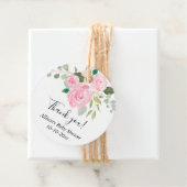 Blozende roze groen zomervereniging bloem bedankjes labels (In situ)