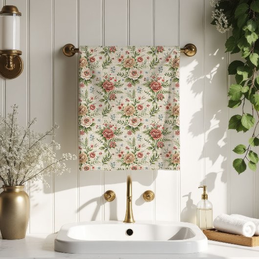 Blozende Roze Handdoeken Badaccent met Vintage-Inv