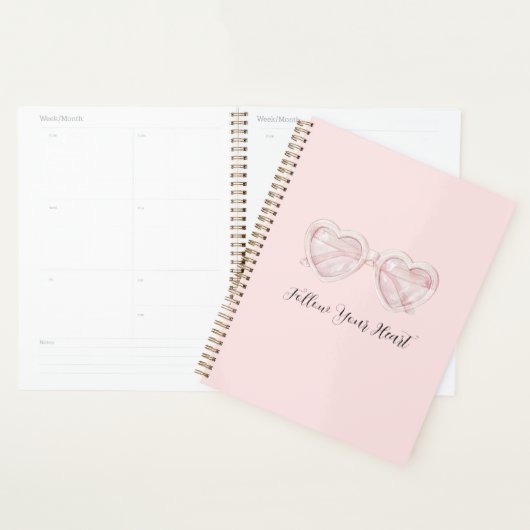 Blozende Roze Hart Zonnebril Citaat Planner (Display)