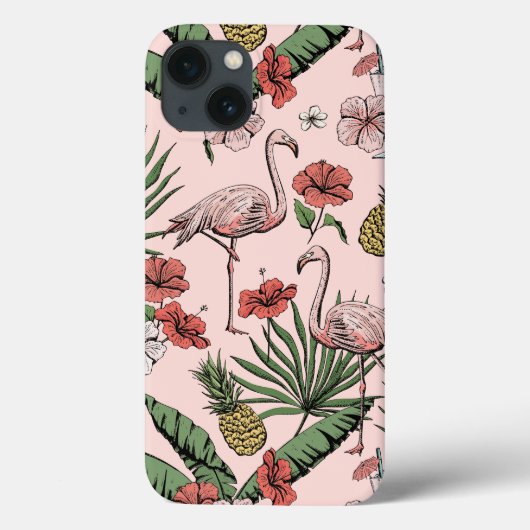 Blozende Roze Hawaïaans Bloemendesign Flamingo Case-Mate iPhone Case (Achterkant)
