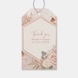 Blozende Roze Hexagon geometrische Trouw Elegantie Cadeaulabel