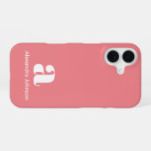 Blozende Roze Initiële Naam Monogram Minimaal Mode iPhone 16 Hoesje (Achterkant horizontaal)