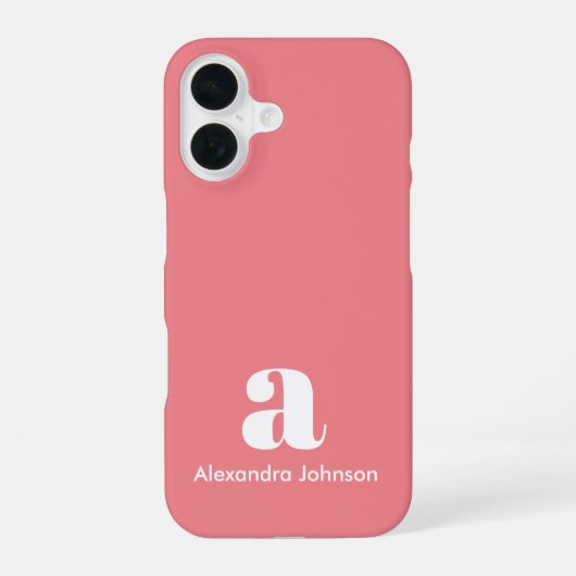 Blozende Roze Initiële Naam Monogram Minimaal Mode iPhone 16 Hoesje (Achterkant)