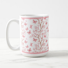 Blozende Roze Inkt Omlijnd Bloemmotief Koffiemok