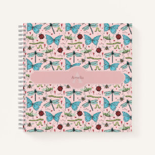 Blozende Roze Insecten Monogram Notitieboek