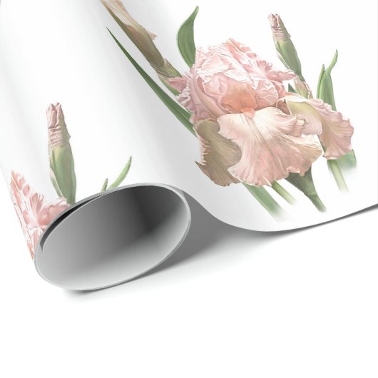 Blozende Roze Iris Cadeaupapier (Rol Hoek)