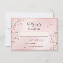 Blozende Roze Kersenbloesem Bruiloft RSVP Kaartje