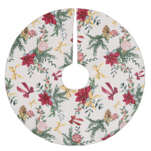 Blozende Roze Kerst Botanisch Groene Patroon Kerstboom Rok
