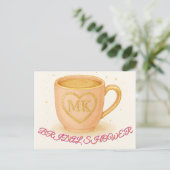 Blozende roze koffiekop briefkaart (Staand voorkant)