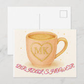 Blozende roze koffiekop briefkaart (Voorkant / Achterkant)