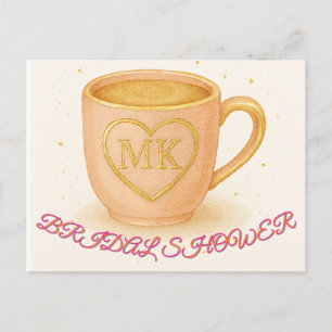 Blozende roze koffiekop briefkaart