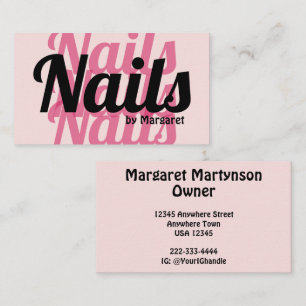 Blozende Roze Krachtige Typografie Nagelstudio Visitekaartje