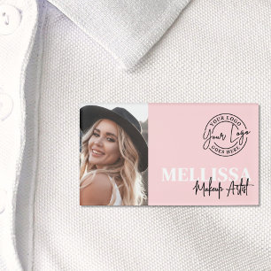 Blozende Roze Logo Foto Make-up Naambadge