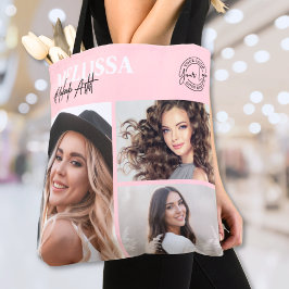 Blozende Roze Logo Foto Make-up Tote Bag