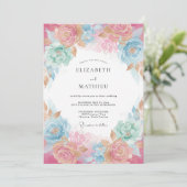 Blozende Roze Luchtige Aquarel Bruiloft Kaart (Staand voorkant)