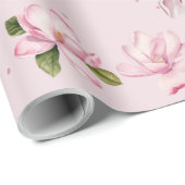 Blozende Roze Magnolia Bloem Waterverf Cadeau Cadeaupapier (Rol Hoek)