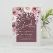 Blozende Roze Maroon Bloemen Bruiloft SAVE THE DAT Kaart (Staand voorkant)