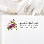 Blozende Roze & Marsala Bloemen Bruiloft Labels (Insitu)