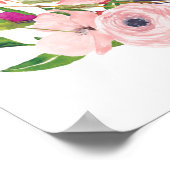 Blozende Roze & Marsala Bloemrijke Bruidsontvangst Poster (Hoek)