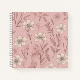 Blozende Roze Minimaal Bloemmotief Notitieboek