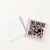 Blozende Roze Minimaal QR-Code Scan Me-ontwerp Notitieboek (Binnen)
