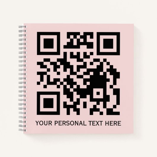 Blozende Roze Minimaal QR-Code Scan Me-ontwerp Notitieboek (Voorkant)