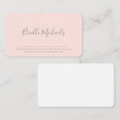 Blozende Roze Minimalistische Script Naam Visitekaartje (Voorkant / Achterkant)