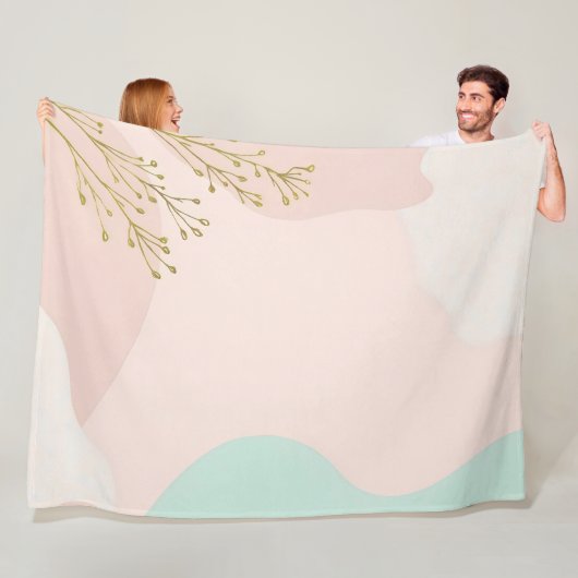 Blozende Roze Mint Abstract Modieuze Collectie Fleece Deken (In situ)