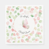 Blozende Roze Mint Bloem Vlinder Bruiloft Feest  Servet (Voorkant)