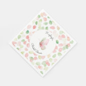 Blozende Roze Mint Bloem Vlinder Bruiloft Feest  Servet (Hoek)
