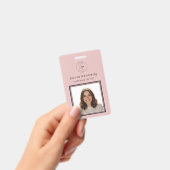Blozende Roze Modern Logo Foto Make-up Badge (Handheld)