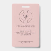 Blozende Roze Modern Logo Foto Make-up Badge (Achterkant)