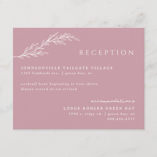 Blozende Roze Moderne Gesjabloneerde Botanische De Informatiekaartje (Voorkant)