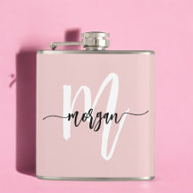 Blozende Roze Monogram Lief Meisjesachtig Schrift