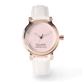 Blozende Roze Monogram Moderne Minimalistische Vro Horloge