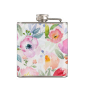 Blozende roze paarse bloemen monogram heupfles (Achterkant)