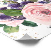 Blozende Roze Paarse Bloemige Bruiloft Wederzijds  Poster (Hoek)