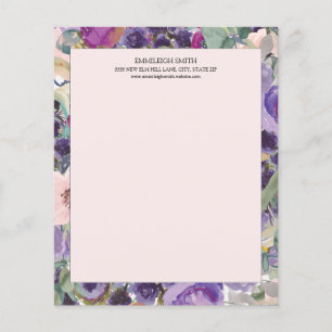 Blozende Roze Paarse Waterverf Bloemen
